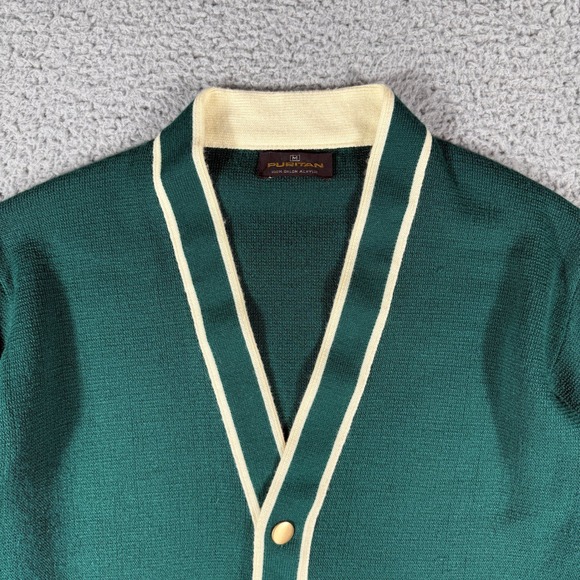 Vintage Puritan Cardigan Size Medium Green 100% Orlon Acrylic Sweater - Picture 3 of 8